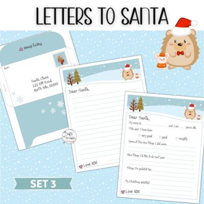3 Letter to Santa Templates with Matching Envelopes