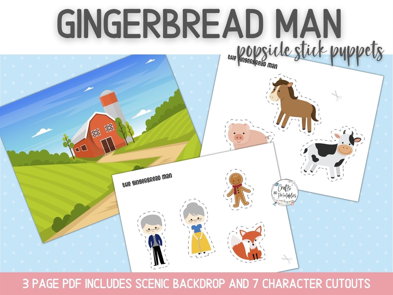 Gingerbread Man Popsicle Stick Puppets Printable Crafts And