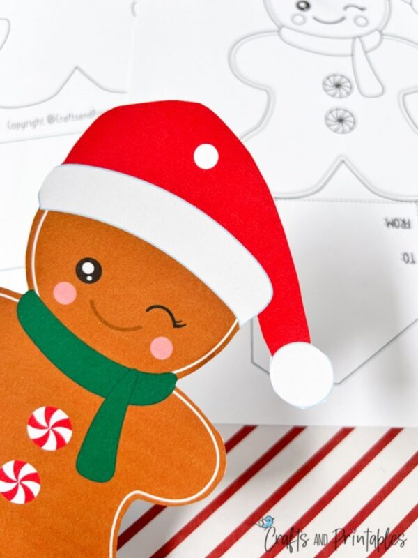 DIY Gift Card Holder Template Gingerbread Man Santa Hat