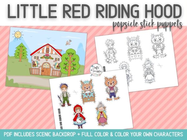 Little Red Riding Hood Popsicle Stick Puppets Printable