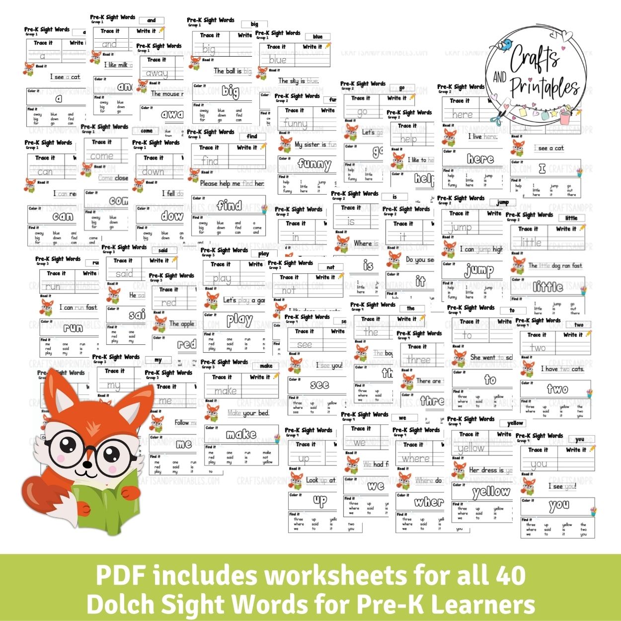 PreK Dolch Sight Words Pintables PreK Dolch Sight Words Pintables