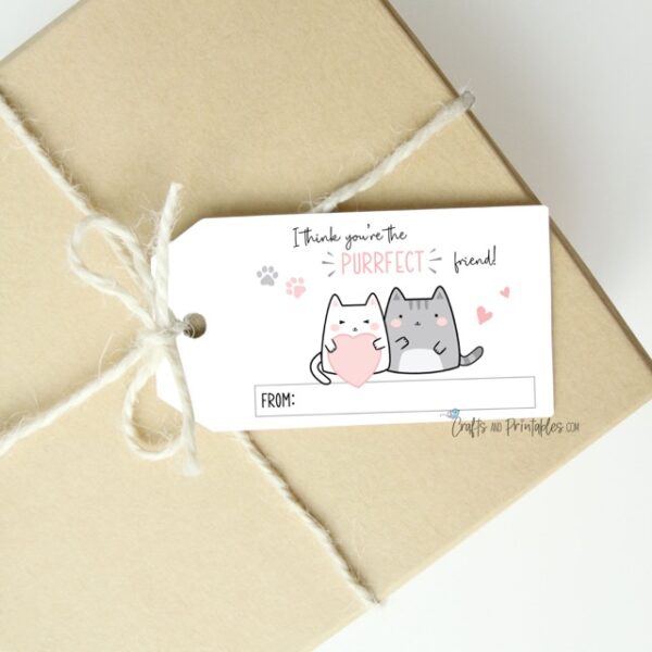 purrfect friend cute cat printable gift tags 1