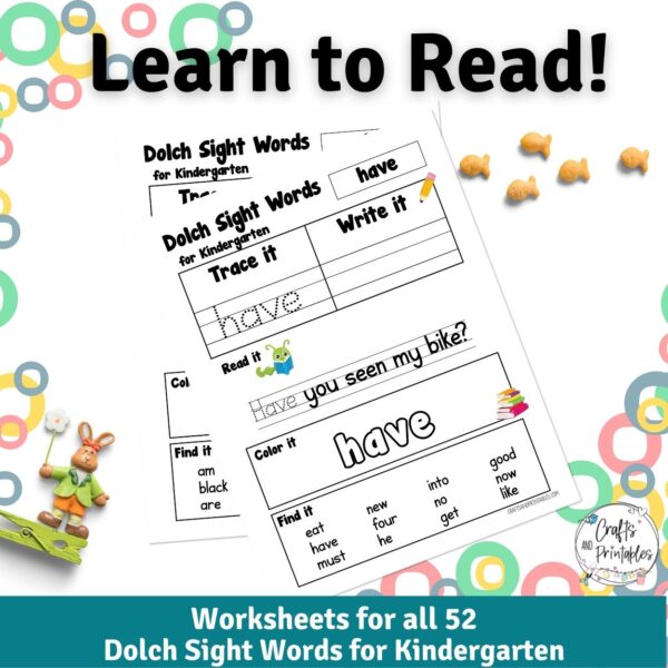 Dolch words for Kindergarten