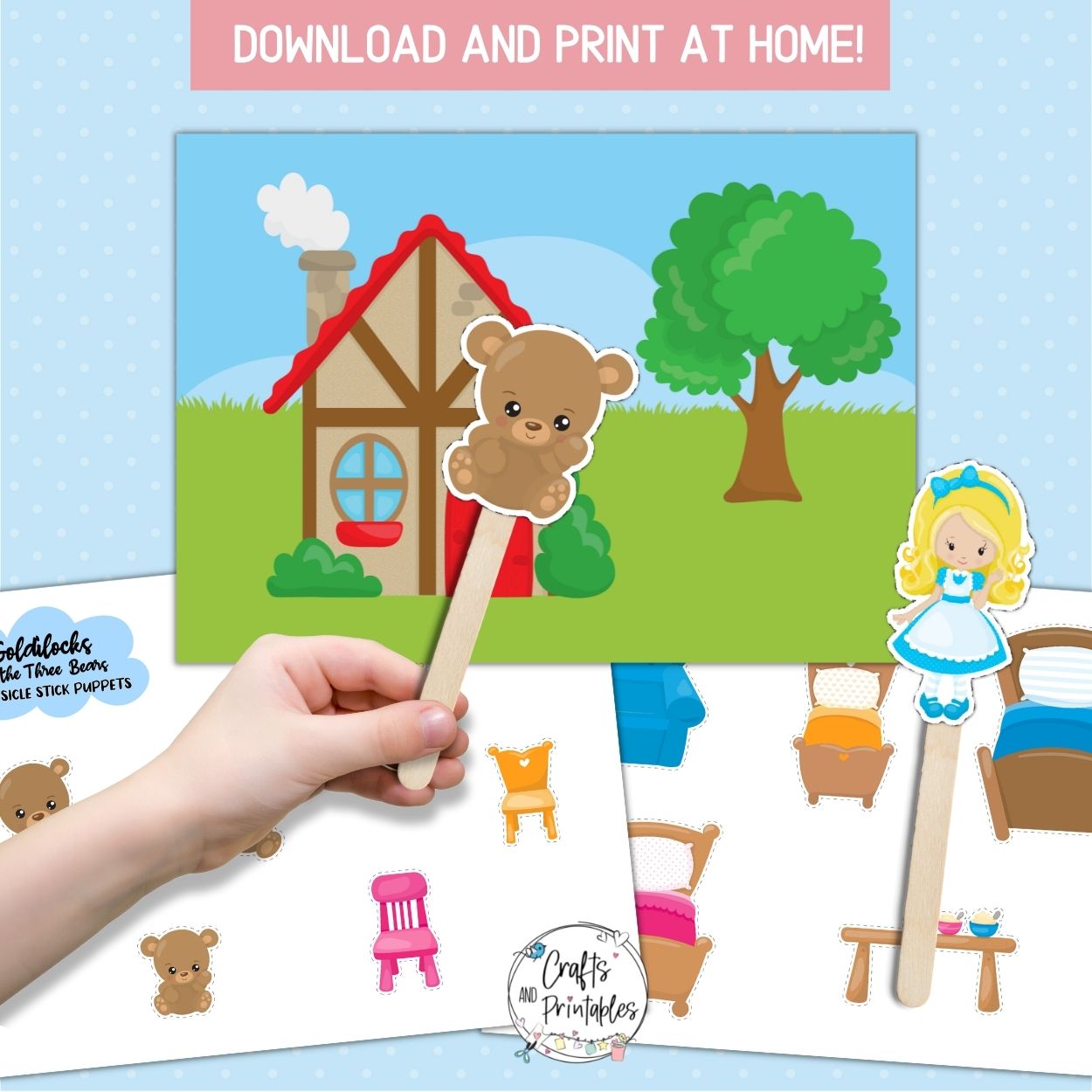Goldilocks And The Three Bears Popsicle Stick Puppets Printable 